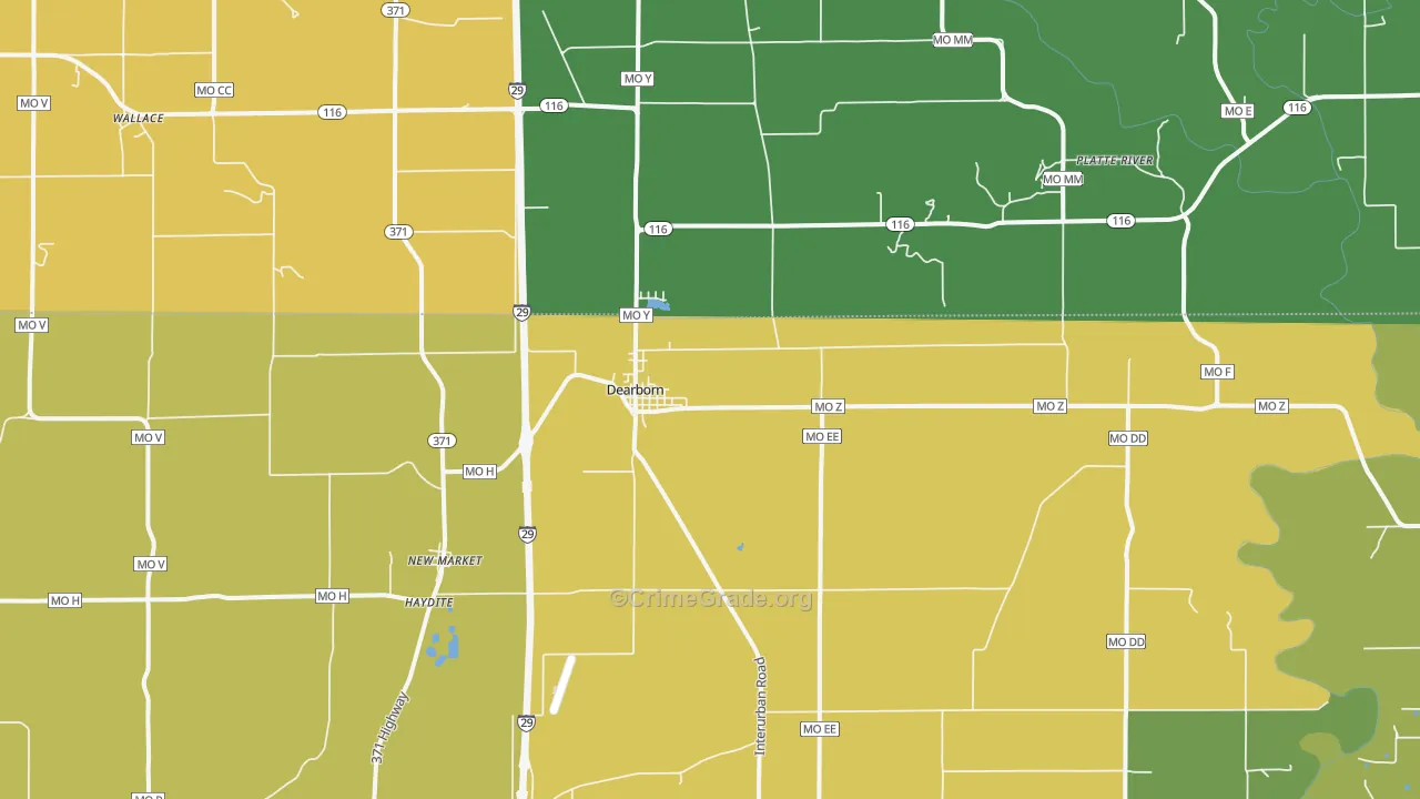 Dearborn, MO Map of Murder Rates