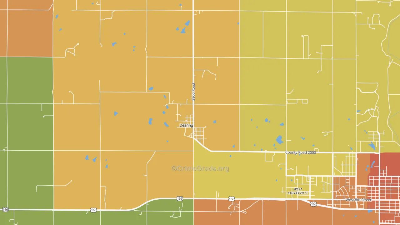 Dearing, KS Map of Murder Rates