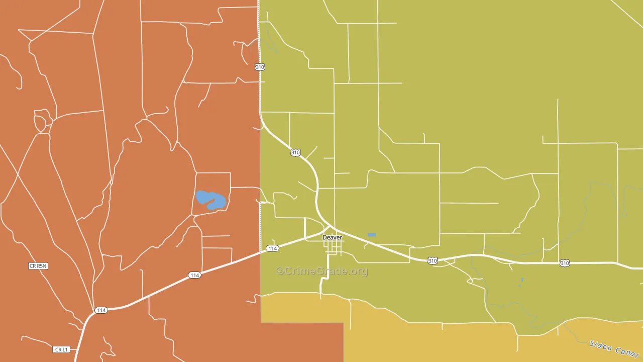 Deaver, WY Map of Murder Rates