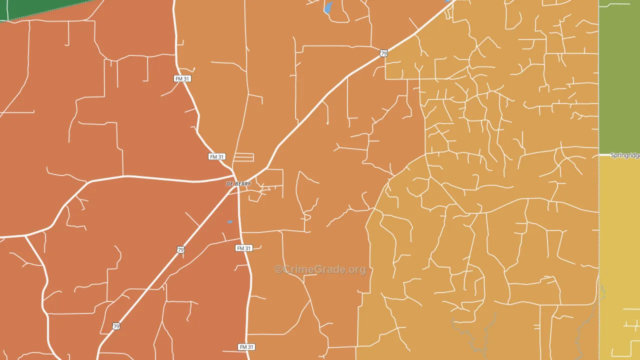 DeBerry, TX Map of Murder Rates