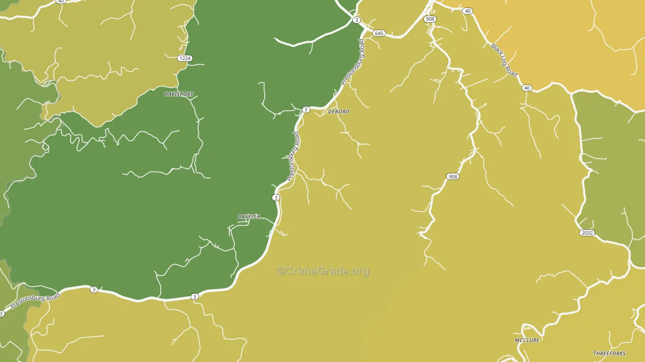 DeBord, KY Map of Murder Rates