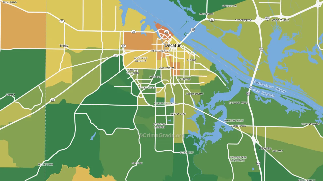 Decatur, AL Map of Murder Rates
