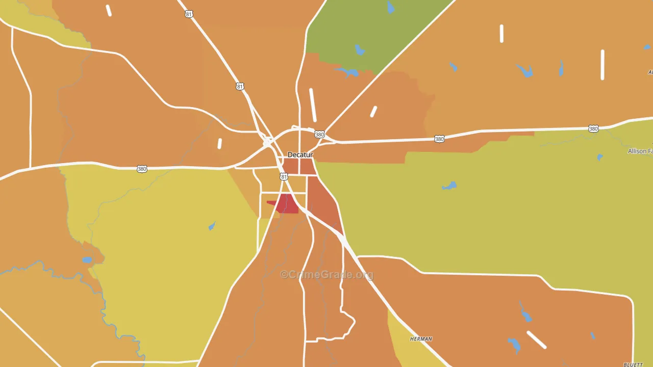 Decatur, TX Map of Murder Rates