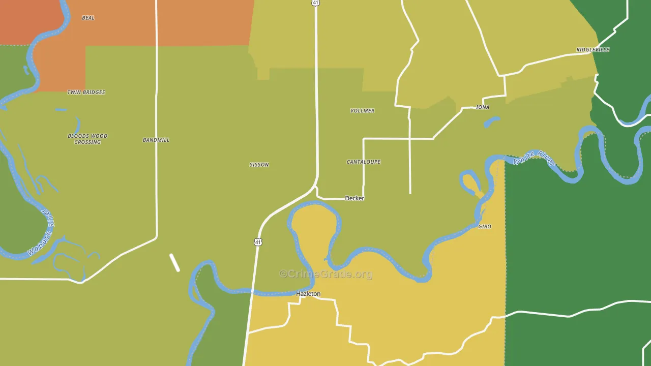 Decker, IN Map of Murder Rates