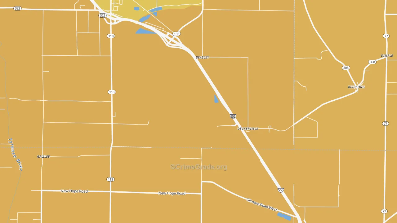Deckerville, AR Map of Murder Rates