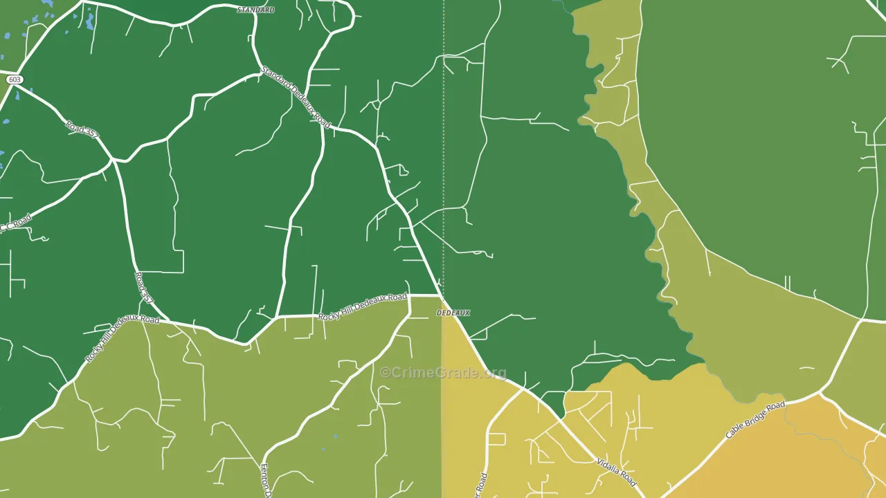 Dedeaux, MS Map of Murder Rates