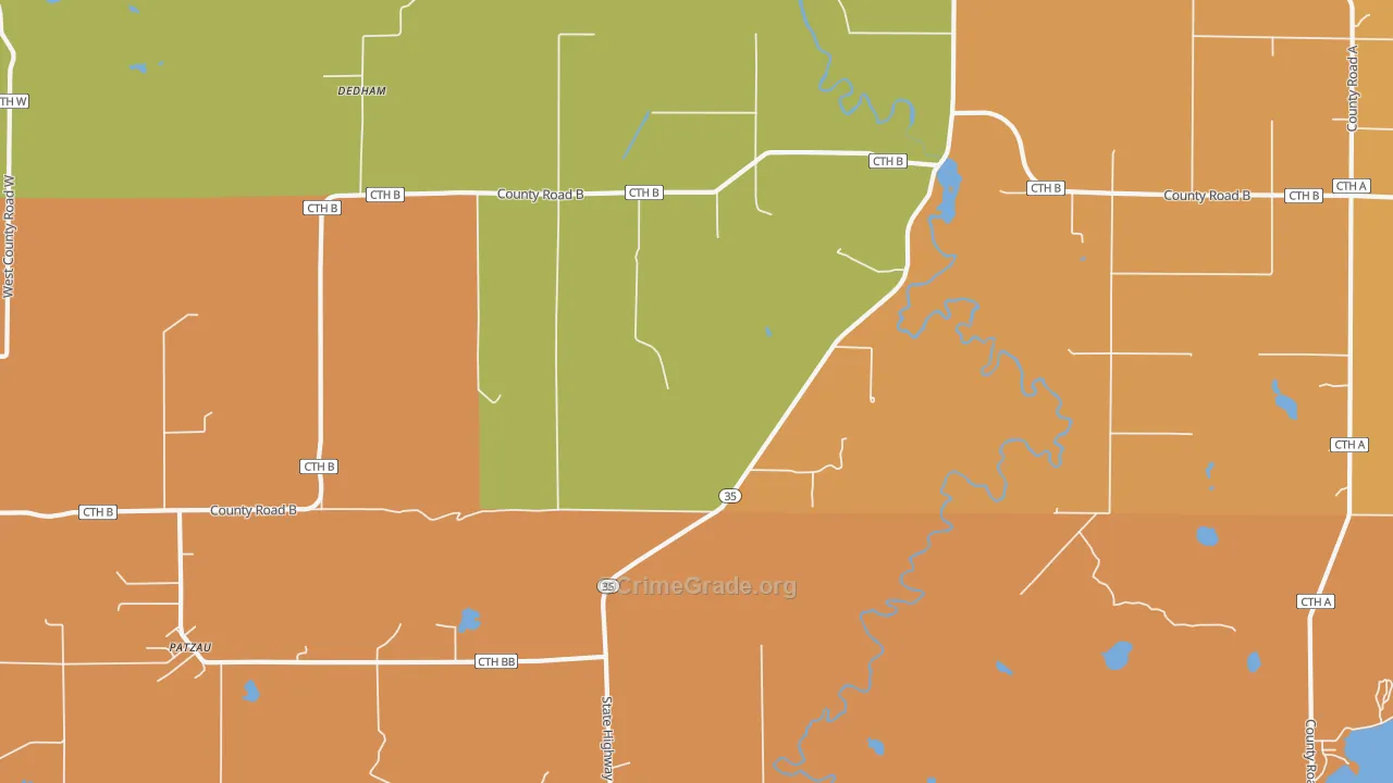 Dedham, WI Map of Murder Rates