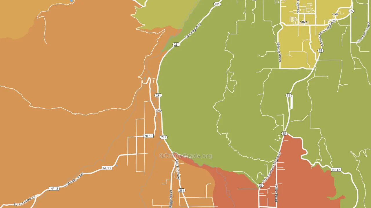 Dee, OR Map of Murder Rates