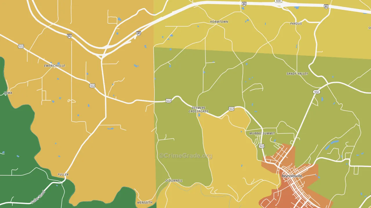 Deemers Cross Roads, PA Map of Murder Rates