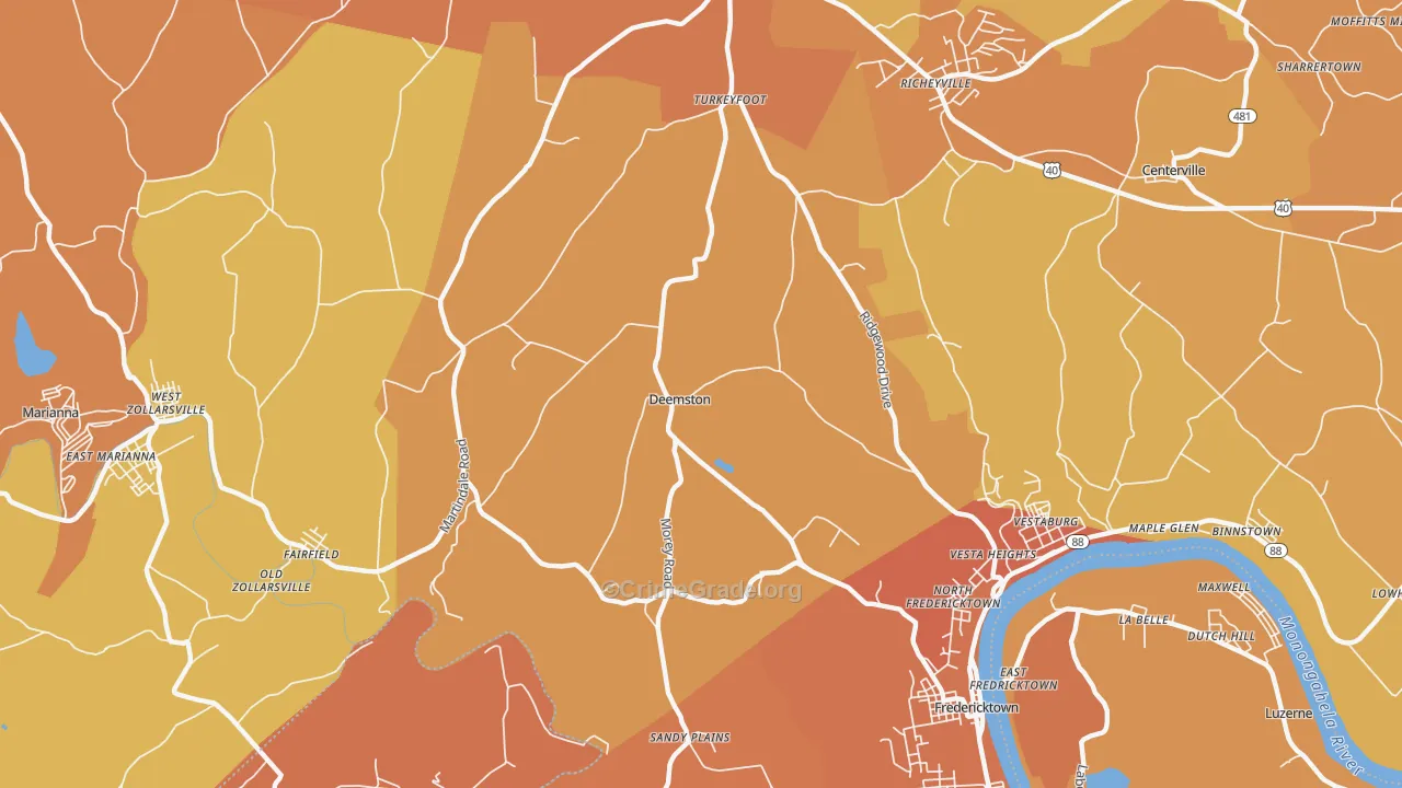 Deemston, PA Map of Murder Rates