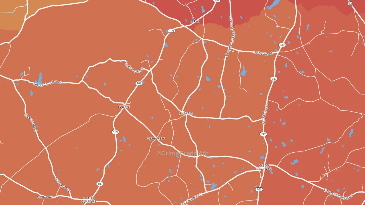 Deep Creek, NC Map of Murder Rates