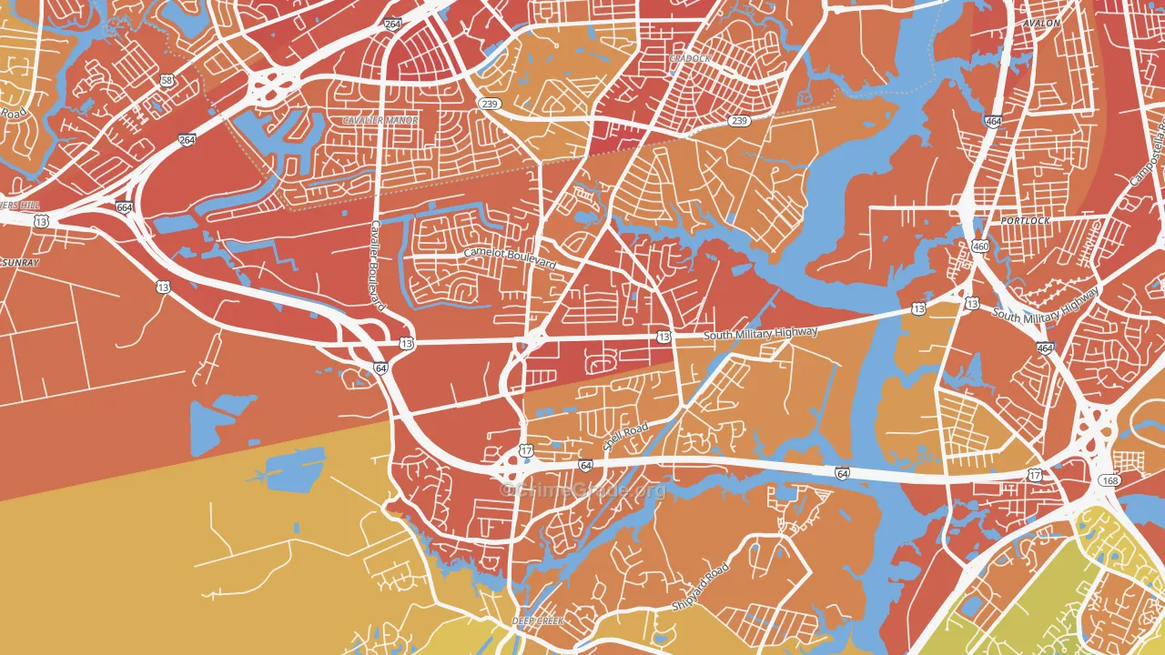 Deep Creek North, Chesapeake, VA Map of Murder Rates