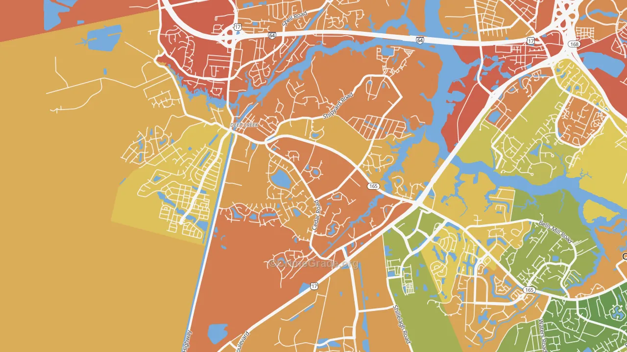 Deep Creek South, Chesapeake, VA Map of Murder Rates