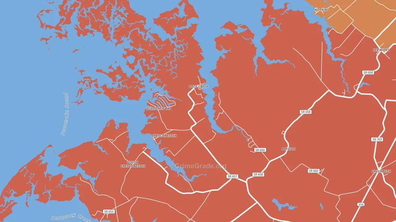 Deep Creek, VA Map of Murder Rates