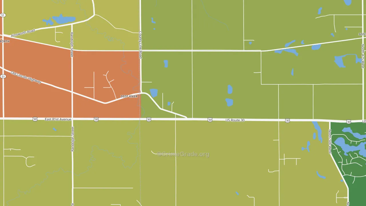 Deep River, IN Map of Murder Rates