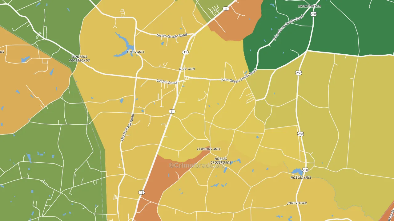 Deep Run, NC Map of Murder Rates
