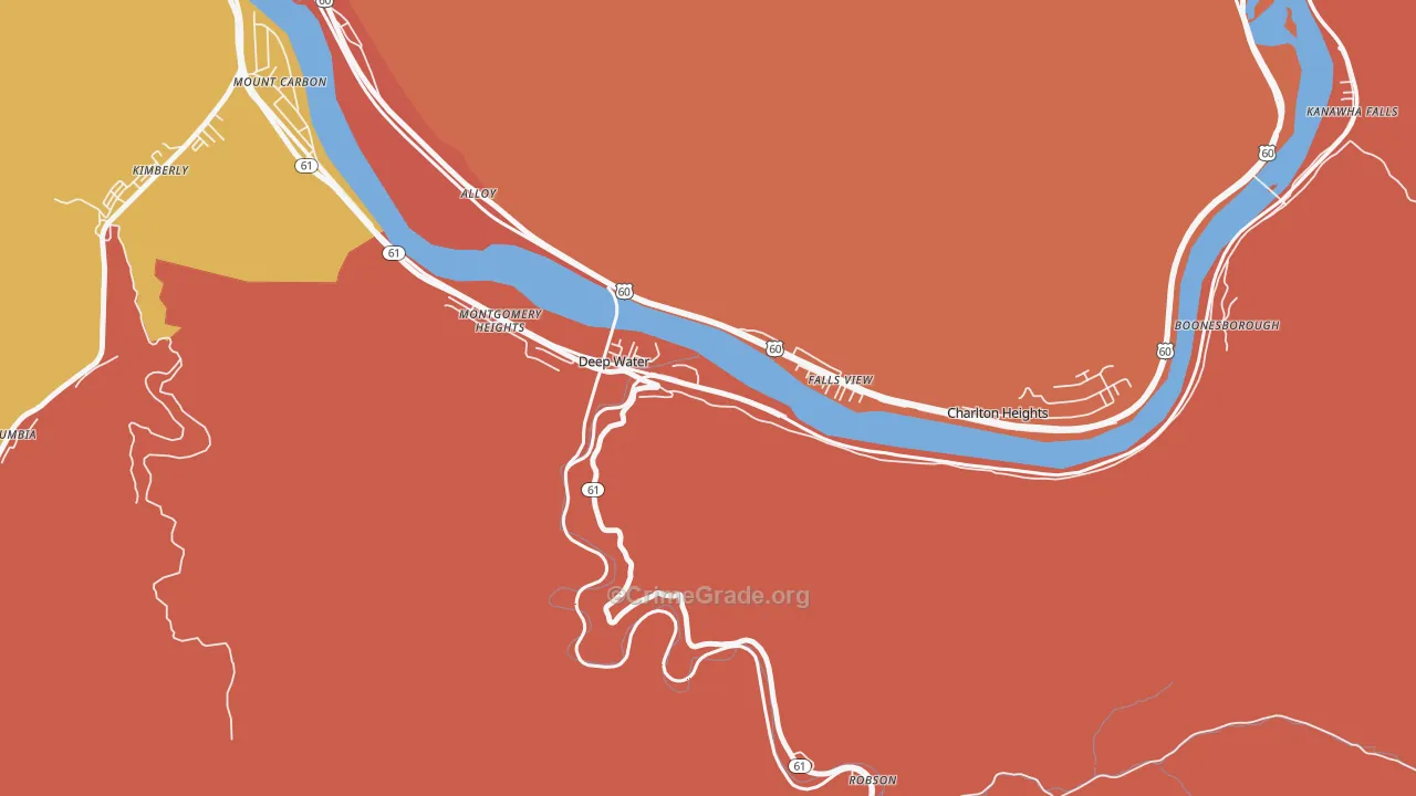 Deep Water, WV Map of Murder Rates