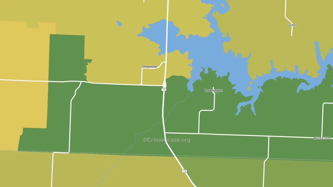 Deepwater, MO Map of Murder Rates