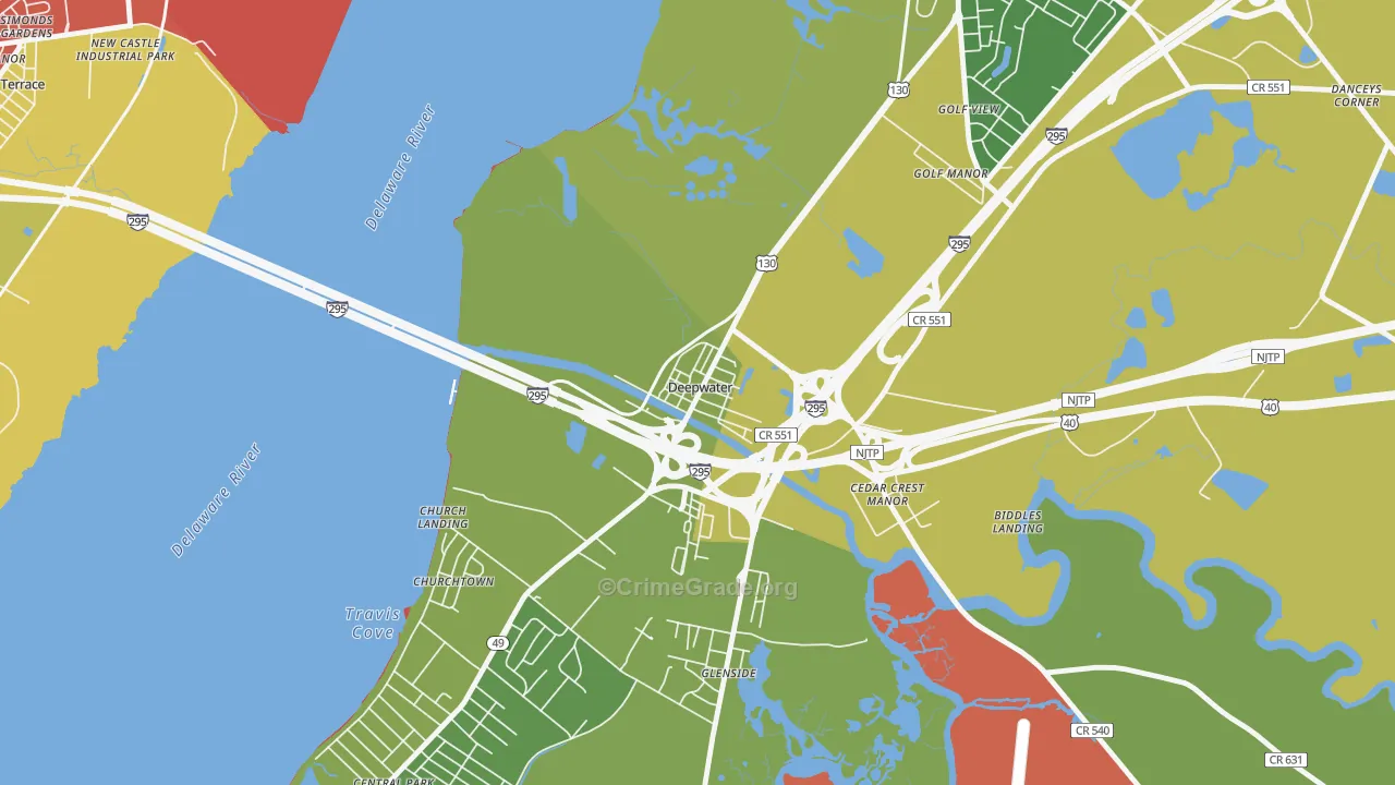 Deepwater, NJ Map of Murder Rates