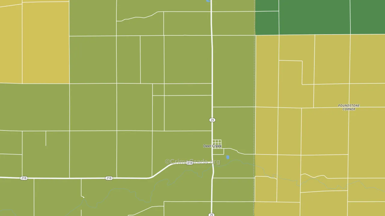Deer Creek, IN Map of Murder Rates