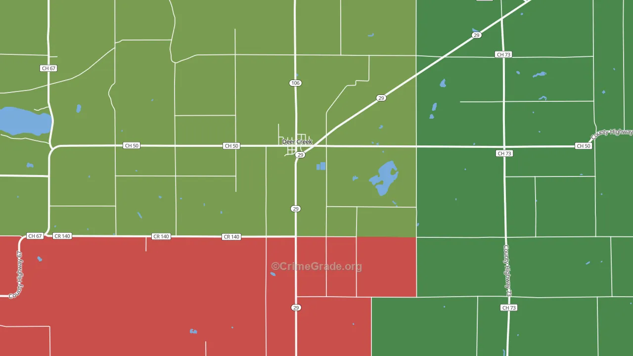 Deer Creek, MN Map of Murder Rates
