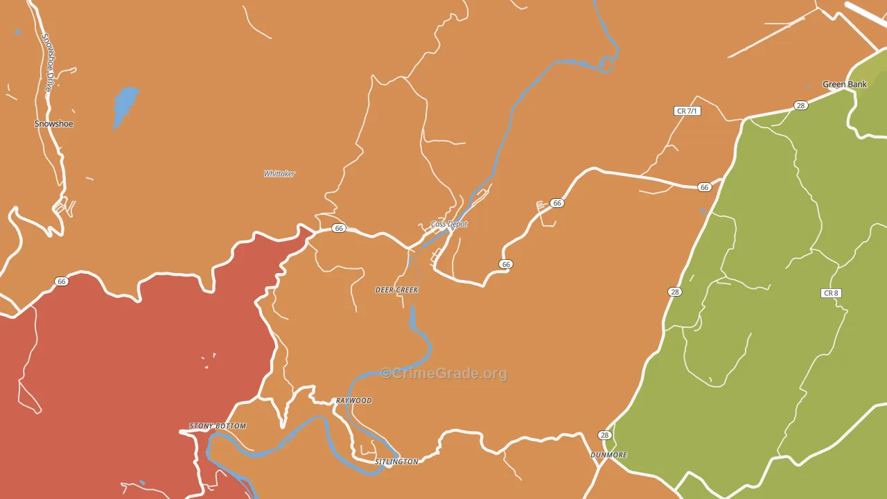 Deer Creek, WV Map of Murder Rates