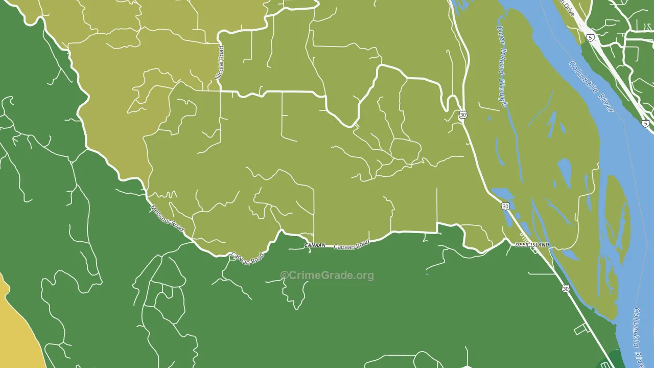 Deer Island, OR Map of Murder Rates