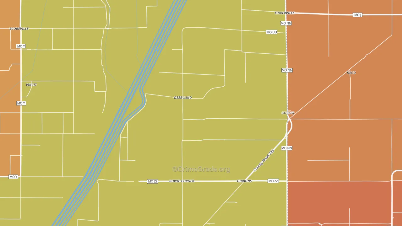 Deer Land, MO Map of Murder Rates