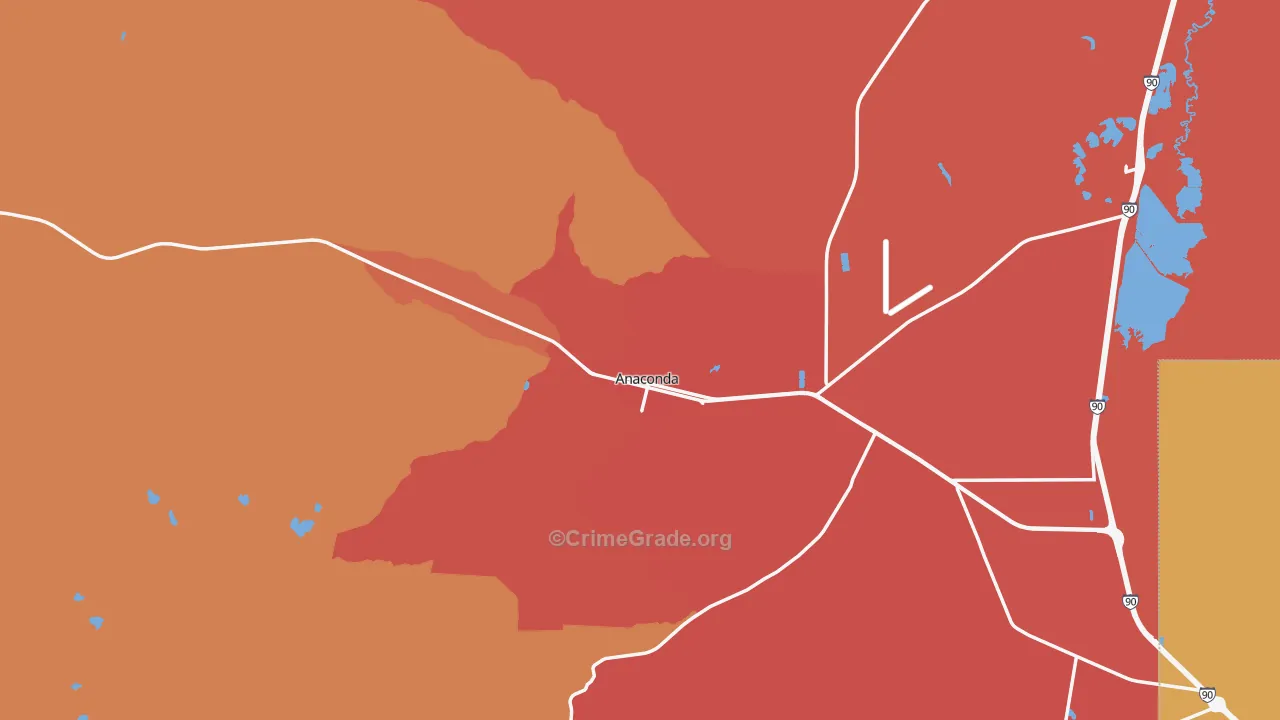 Deer Lodge County, MT Map of Murder Rates