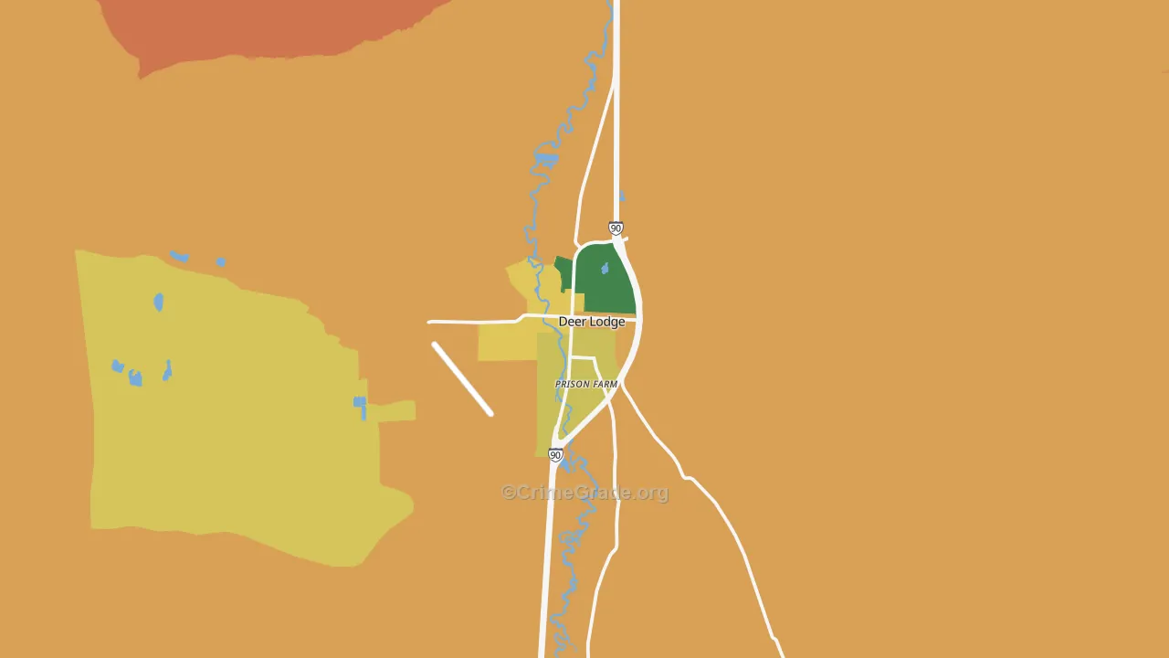 Deer Lodge, MT Map of Murder Rates