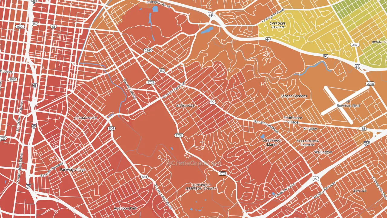 Deer Park, Louisville, KY Map of Murder Rates