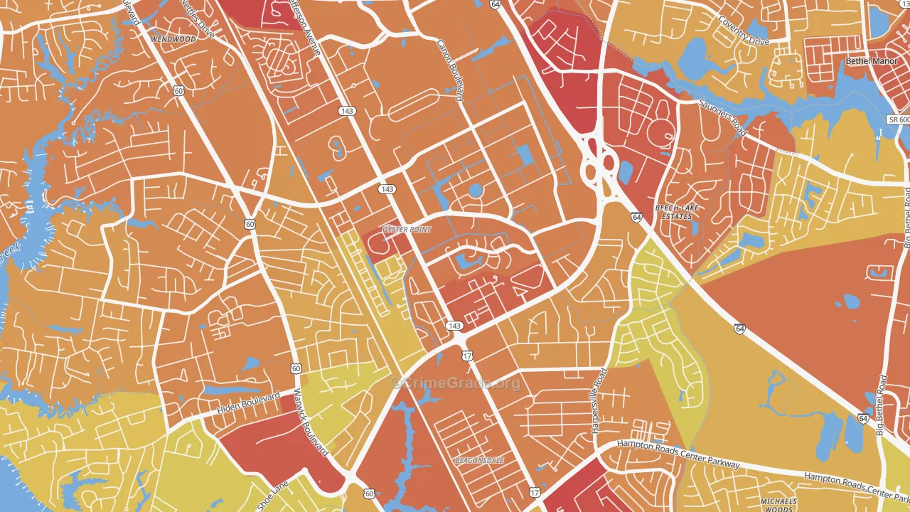 Deer Park, Newport News, VA Map of Murder Rates