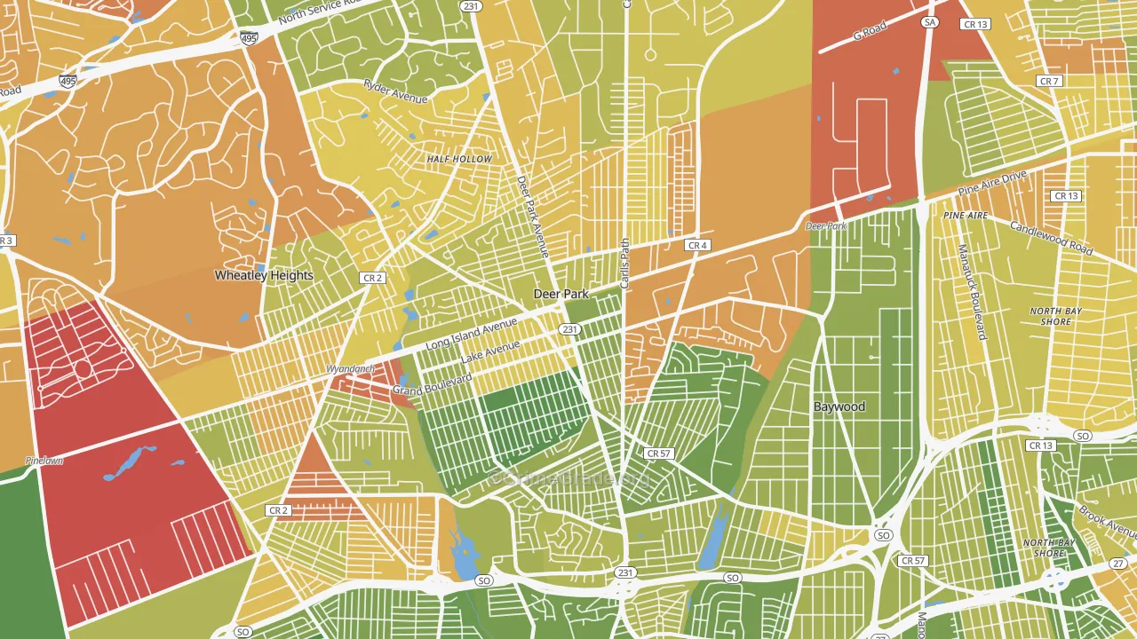 Deer Park, NY Map of Murder Rates