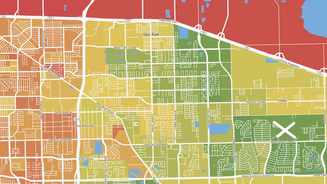 Deer Park, TX Map of Murder Rates