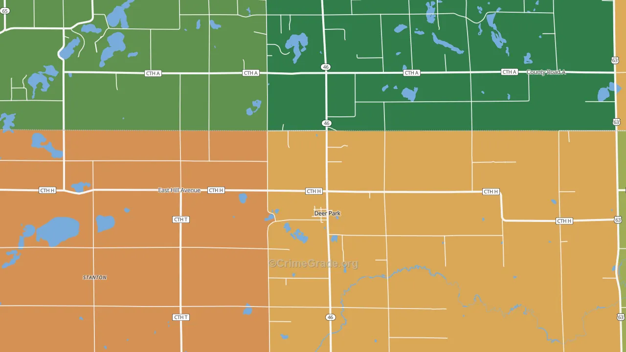 Deer Park, WI Map of Murder Rates