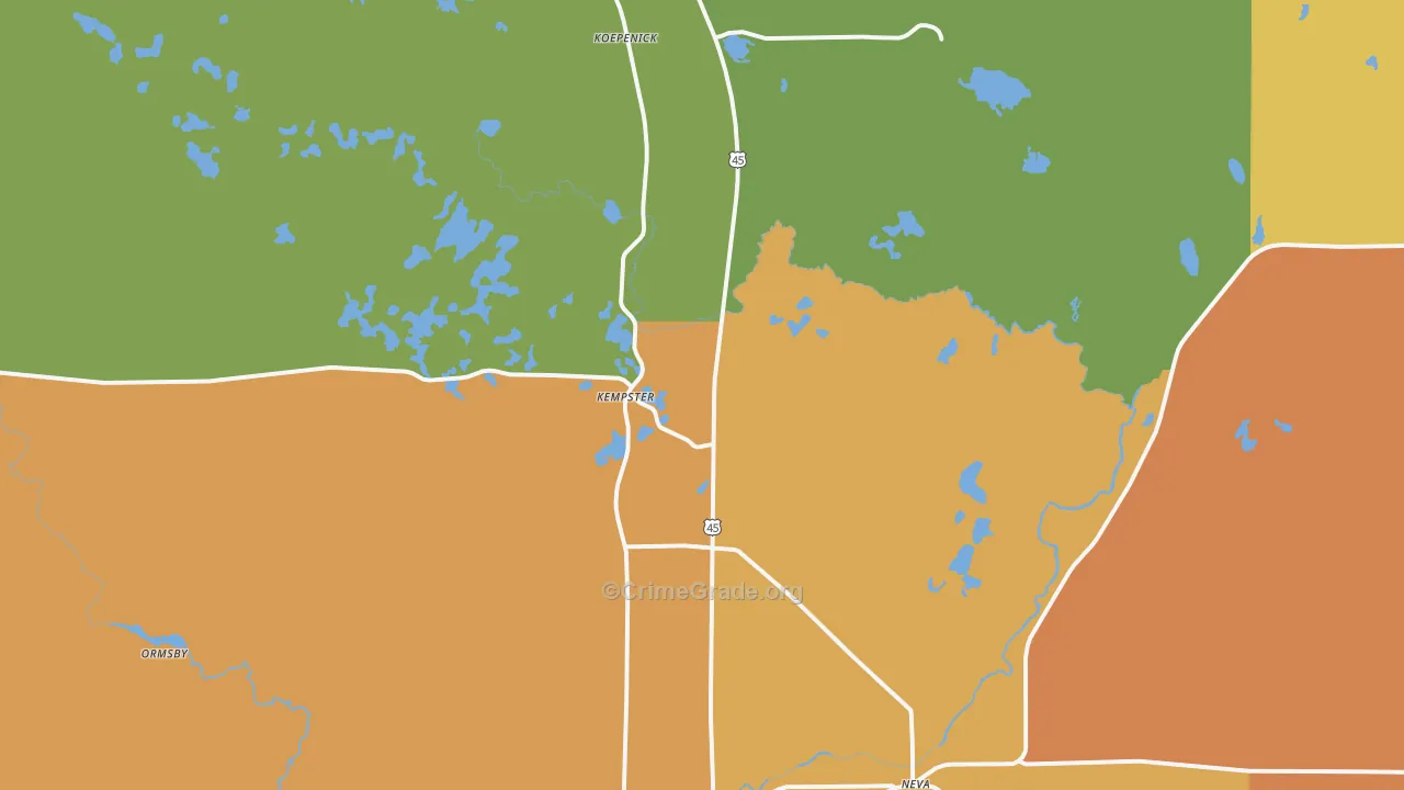 Deerbrook, WI Map of Murder Rates