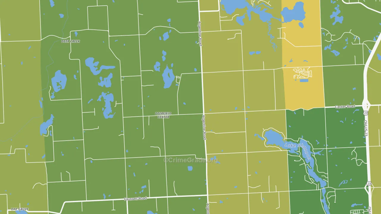 Deerfield Center, MI Map of Murder Rates