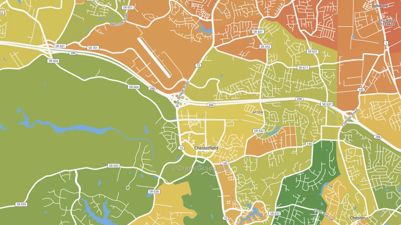 Deerfield Estates, VA Map of Murder Rates