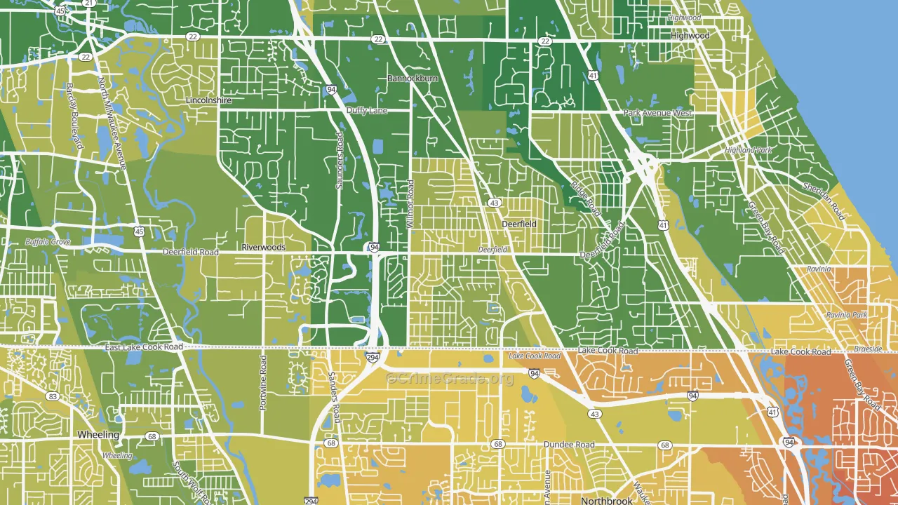 Deerfield, IL Map of Murder Rates