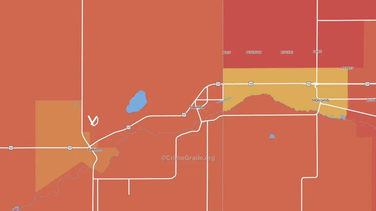 Deerfield, KS Map of Murder Rates