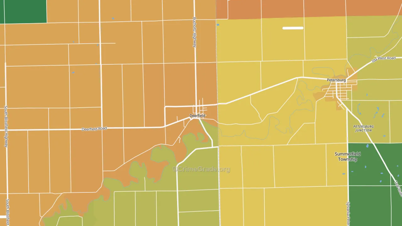 Deerfield, MI Map of Murder Rates