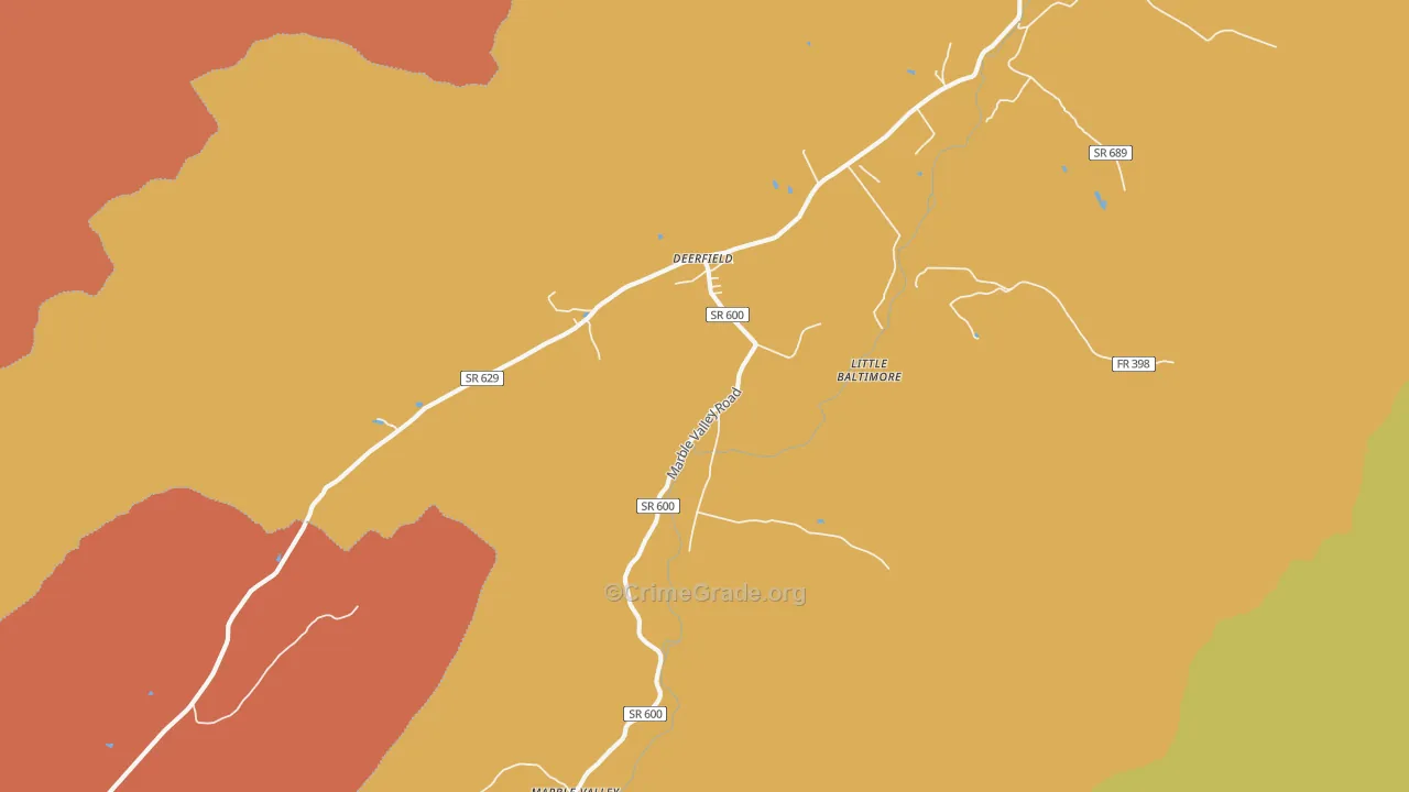 Deerfield, VA Map of Murder Rates