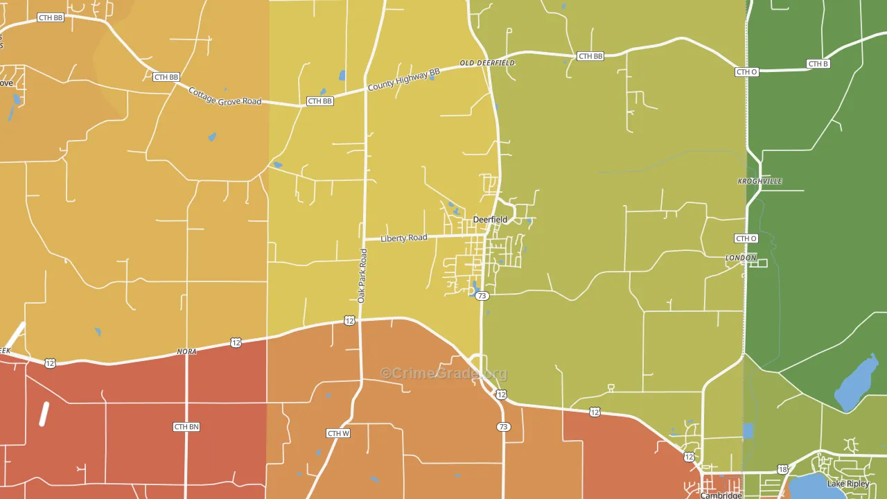 Deerfield, WI Map of Murder Rates