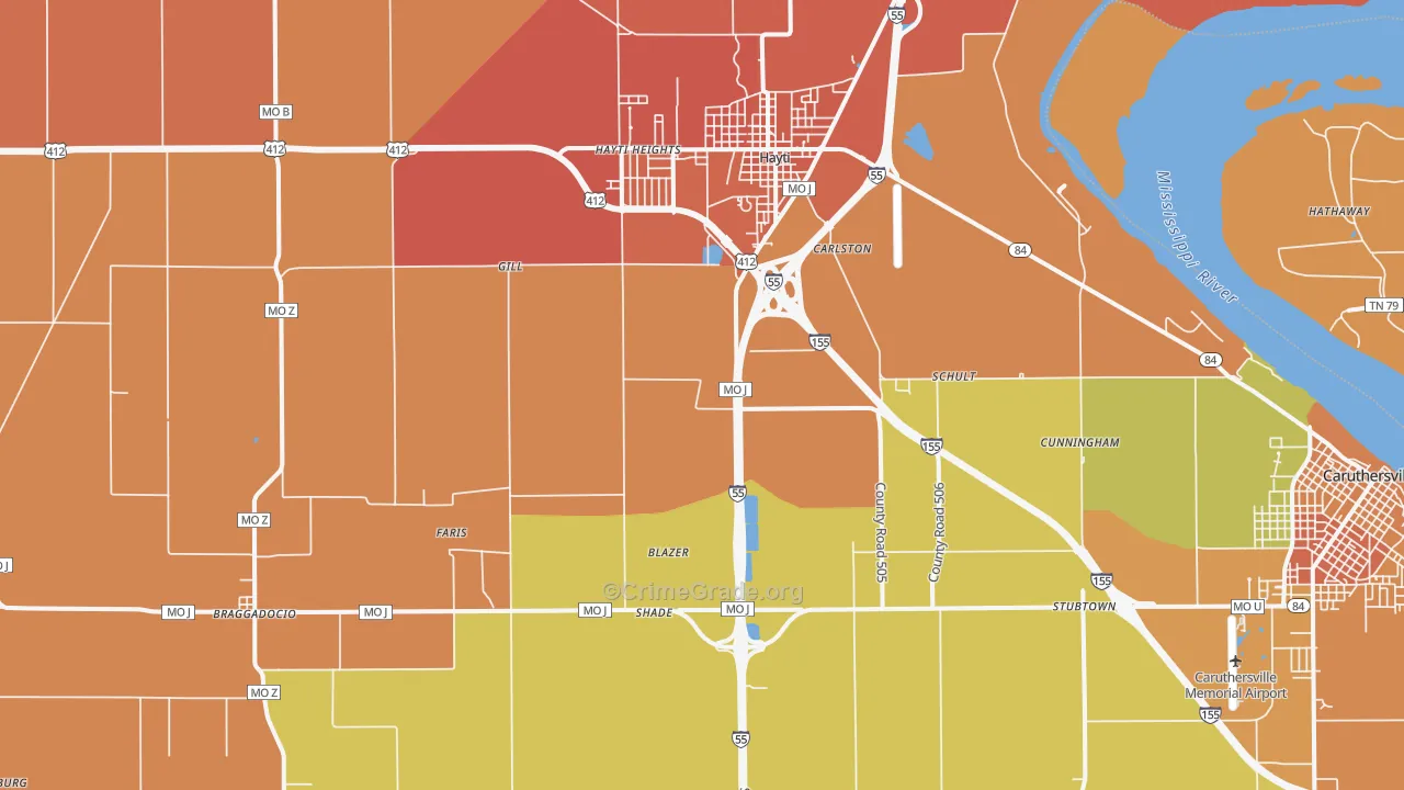 Deering, MO Map of Murder Rates