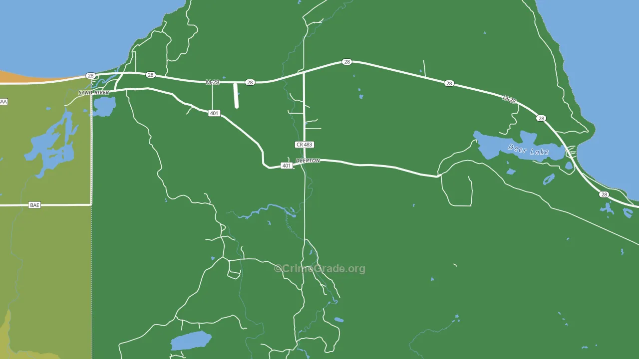 Deerton, MI Map of Murder Rates
