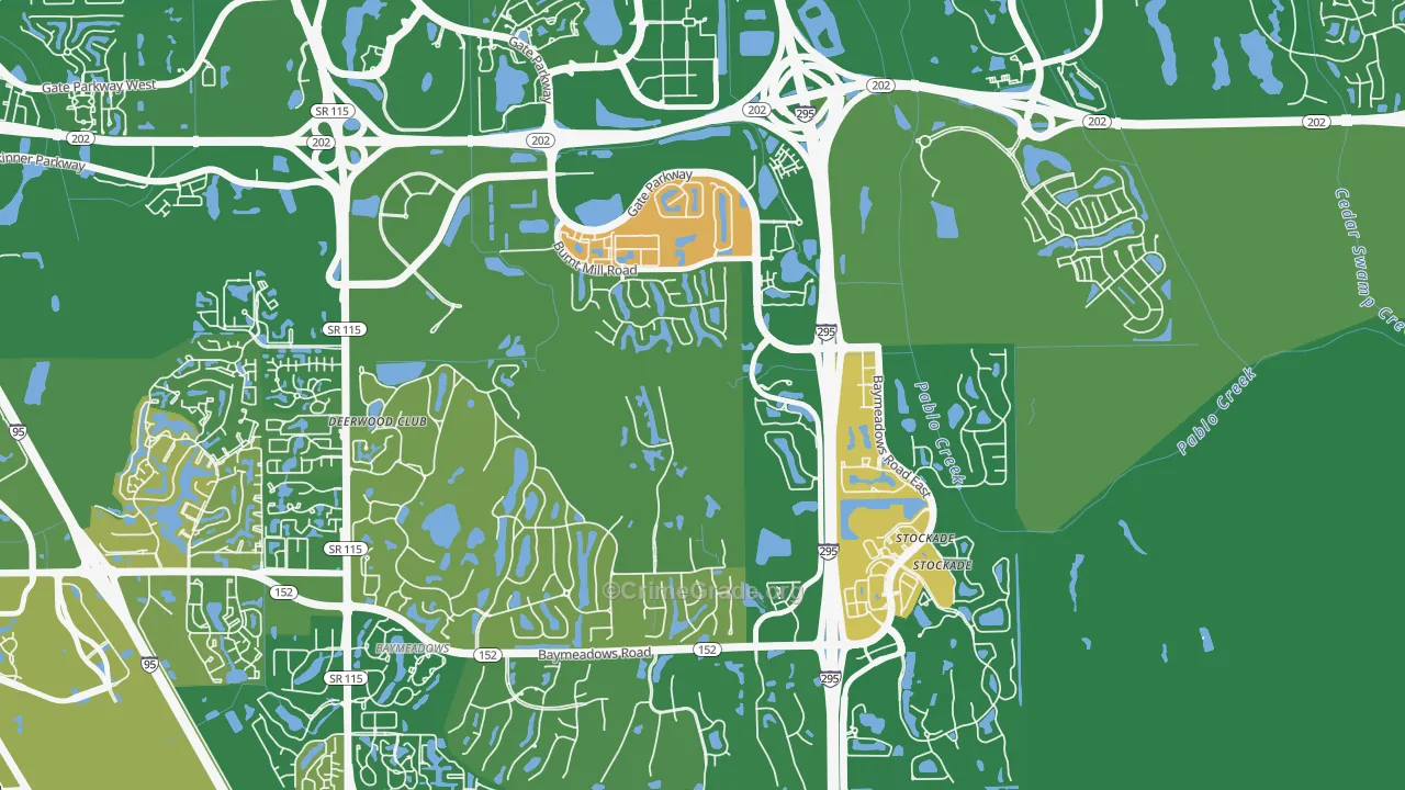 Deerwood, Jacksonville, FL Map of Murder Rates