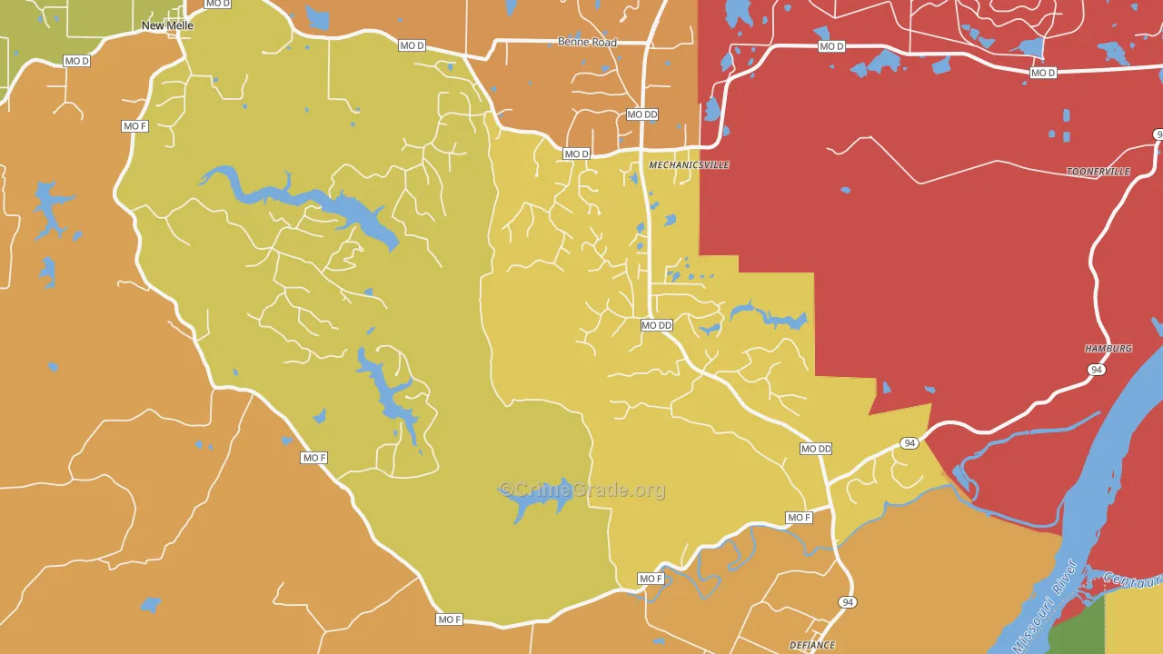 Defiance, MO Map of Murder Rates