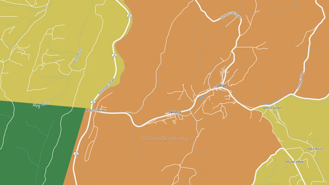 Defiance, PA Map of Murder Rates