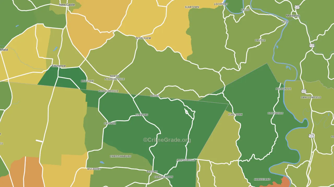 DeFoe, KY Map of Murder Rates