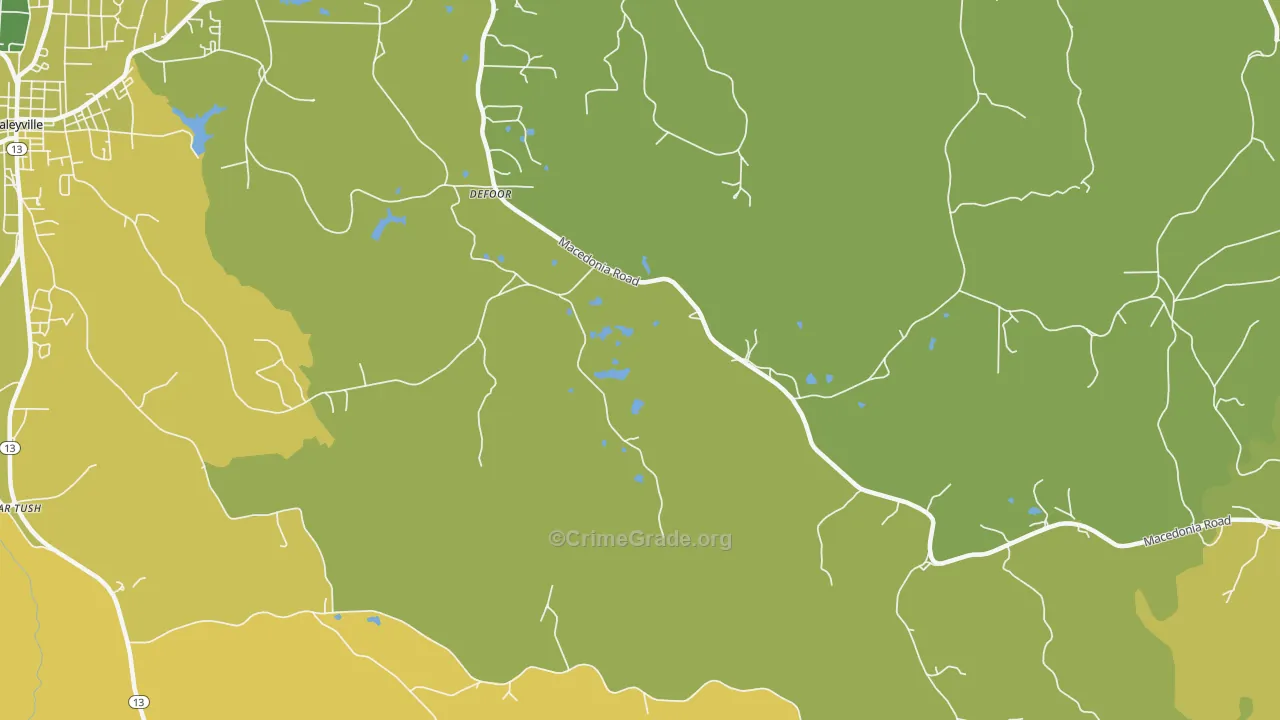 DeFoor, AL Map of Murder Rates